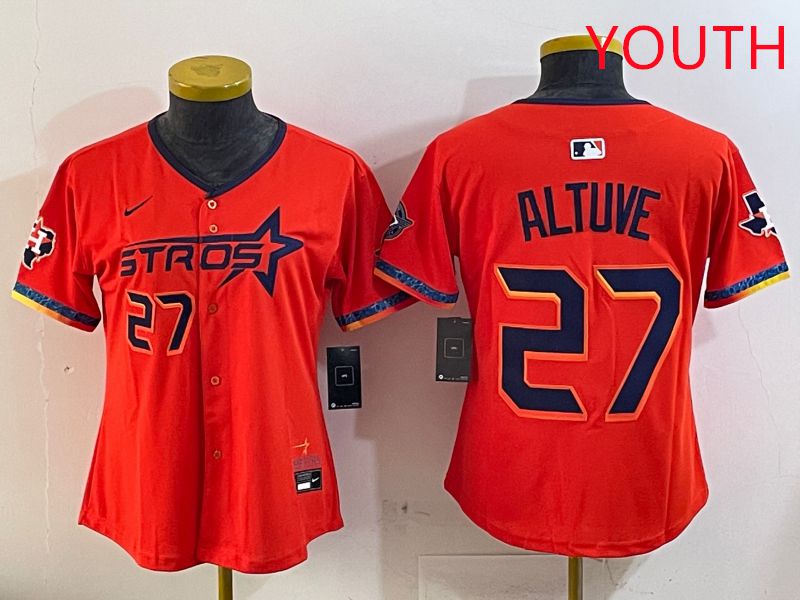 Youth Houston Astros #27 Altuve Orange Fourth generation Joint Name Nike 2025 MLB Jersey style 4